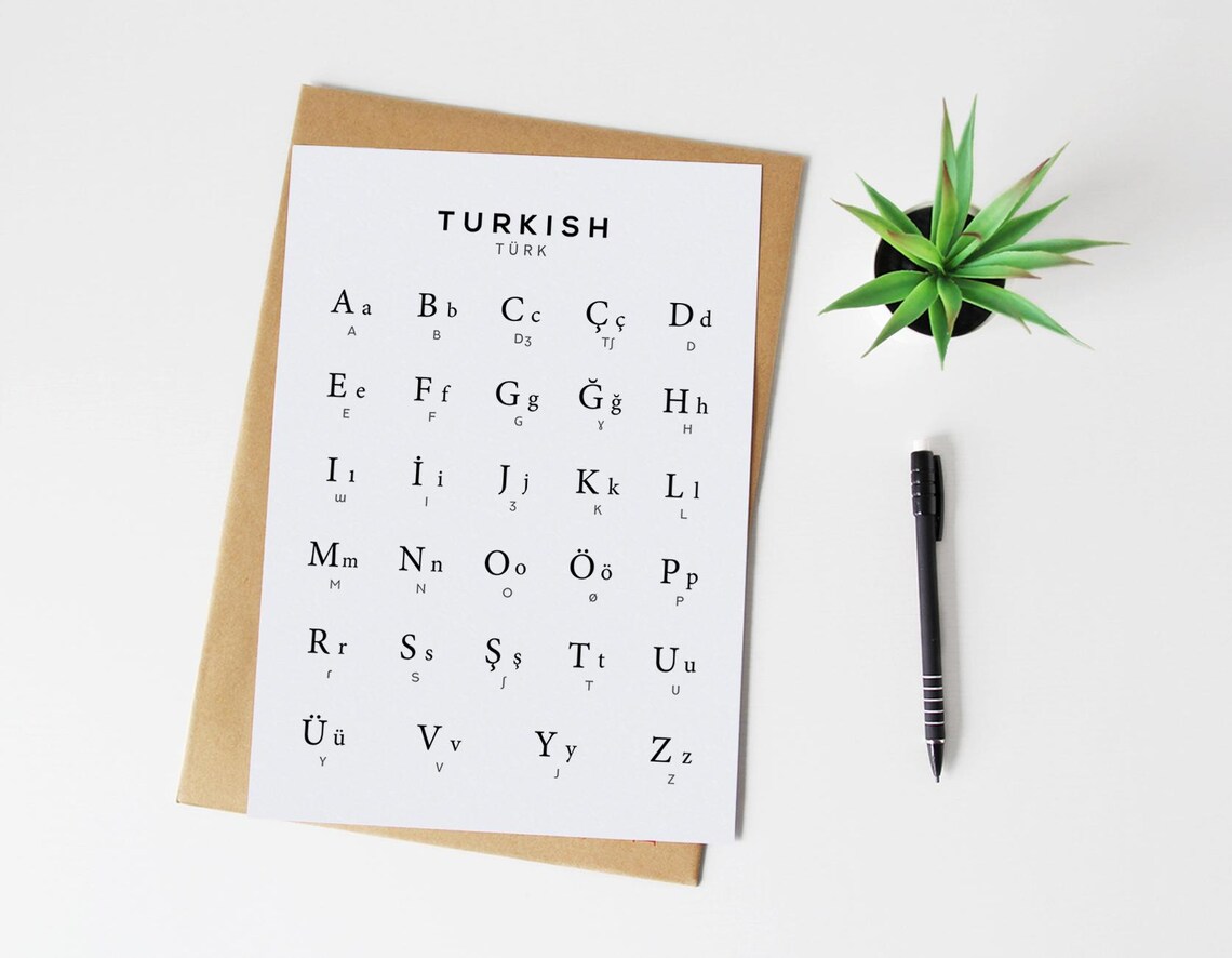 Turkish Alphabet Chart Print, Turk Alphabet Poster, Turkish Language ...
