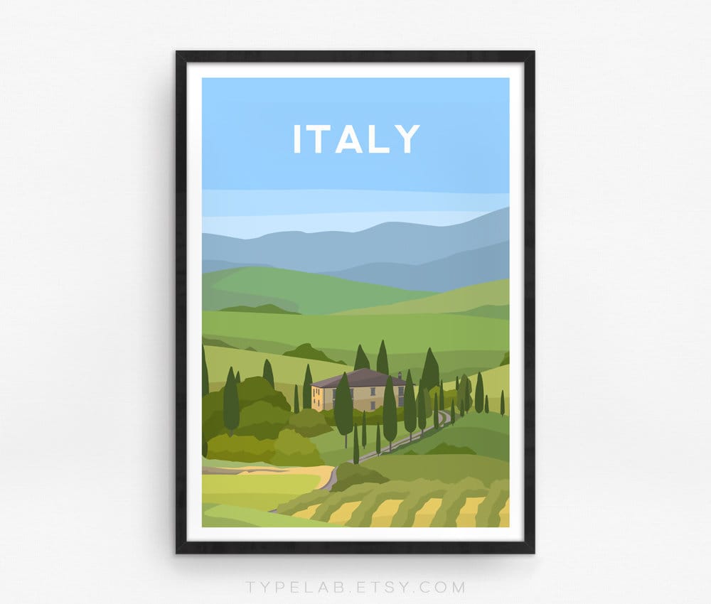 Italy Travel Poster Art Print Set Set of 2 Italian Travel | Etsy