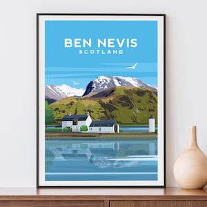 Ben Nevis Print | Scotland Travel Poster - Scottish Mountain Wall Art