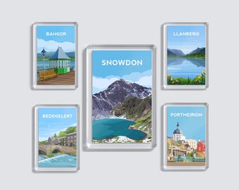 Snowdonia Wales Acrylic Fridge Magnets | Gwynedd Welsh Travel Art