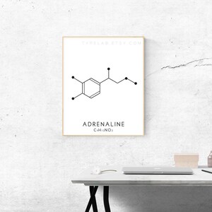 Molecule Printable Art Set 3 Caffeine, Oxytocin & Adrenaline Digital Print Molecular Structure Chemistry Printable Instant Download image 3