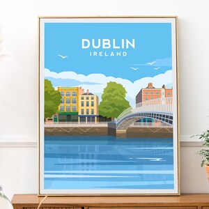 Dublin Art Print | Ireland Travel Poster - Ha&#39;penny Bridge Irish Wall Art