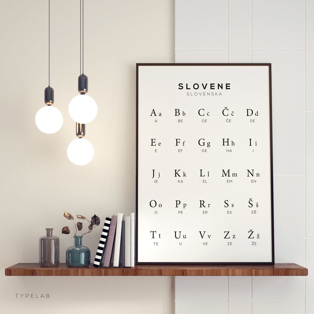 Slovene Alphabet Printable Art, Slovenian Language Digital Print