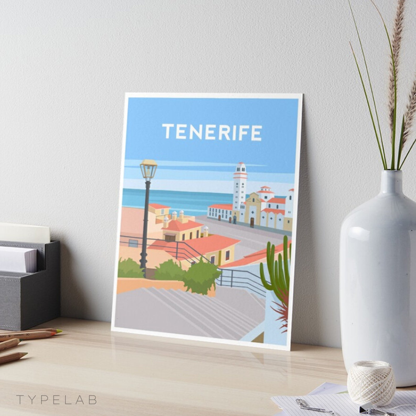 Tenerife Art Print Canary Islands Travel Print Tenerife Etsy
