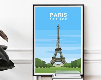 Paris Print France Wall Art, Eiffel Tower Travel Poster, European City Landmark Wall Decor