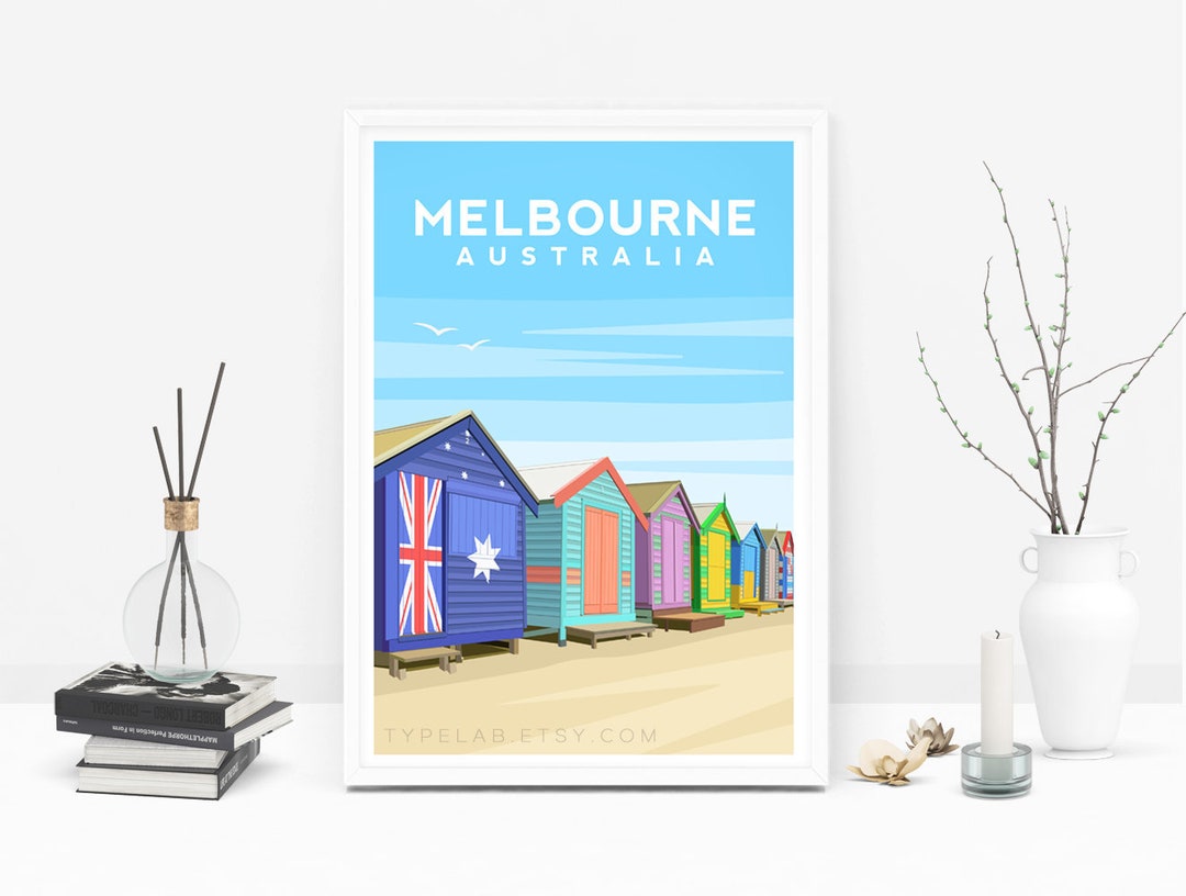 Melbourne Art Print Australia Travel Print Brighton Beach Etsy