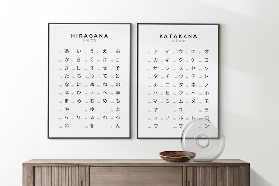 hiragana and katakana chart print set white japanese alphabet etsy ireland