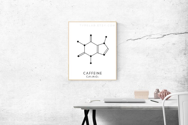 Molecule Printable Art Set 3 Caffeine, Oxytocin & Adrenaline Digital Print Molecular Structure Chemistry Printable Instant Download image 5