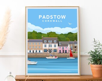 Padstow Harbour Print | Cornwall Wall Art - England Coastal Travel Poster