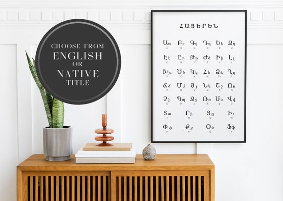 Armenian Alphabet Chart Print Armenia Language Wall Art 