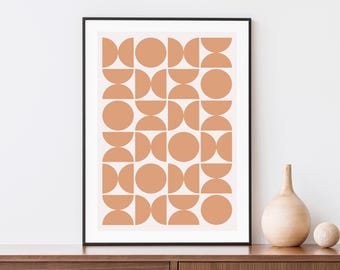 Mid Century Circle Art Print | Retro Orange Poster - Geometric Scandi Wall Art
