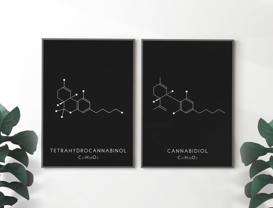 THC and CBD Printable Art Set, 2 Molecule Digital Print, Molecular ...