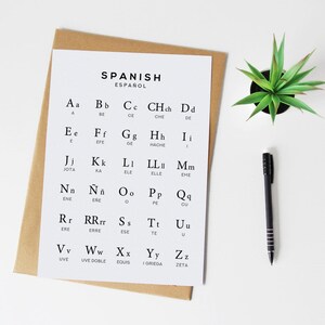 Spanish Alphabet Chart Print, Espanol Print, Alphabet Poster, Spanish Language Chart Wall Art, Black & White Wall Art, Spanish Wall Decor image 3