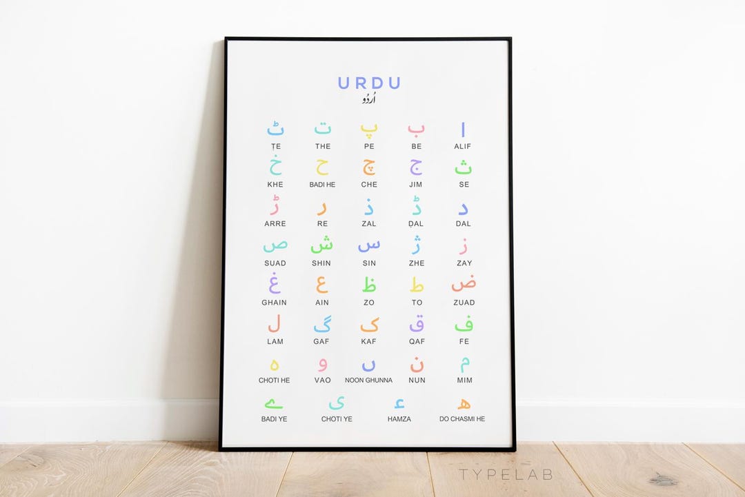 Urdu Alphabet Chart Print | Multi Colour Language Learning Wall Art - Etsy