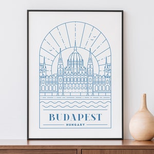 Budapest Print, Hungary Travel Poster, European City Wall Art, Parliament of Budapest Wall Decor