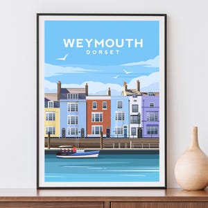 Weymouth Harbour Print | Dorset Wall Art - England Landscape Travel Poster