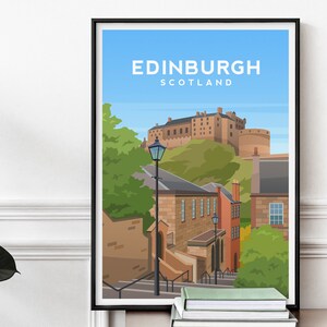 Edinburgh Art Print, Scotland Travel Poster, Edinburgh Castle Wall Art, Scottish Illustration, Scotland Wall Decor