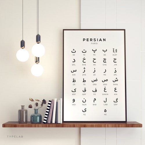 Persian Alphabet Printable Art, Farsi Language Digital Print, Language Learning Poster Instant Download