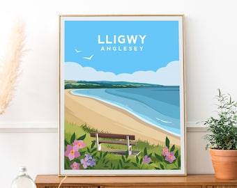 Lligwy Beach Anglesey Print | Wales Travel Poster - Welsh Coastal Wall Art
