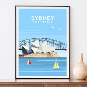 Sydney Art Print | Australia Wall Art - Opera House Travel Poster - Harbour Bridge Landscape Wall Decor