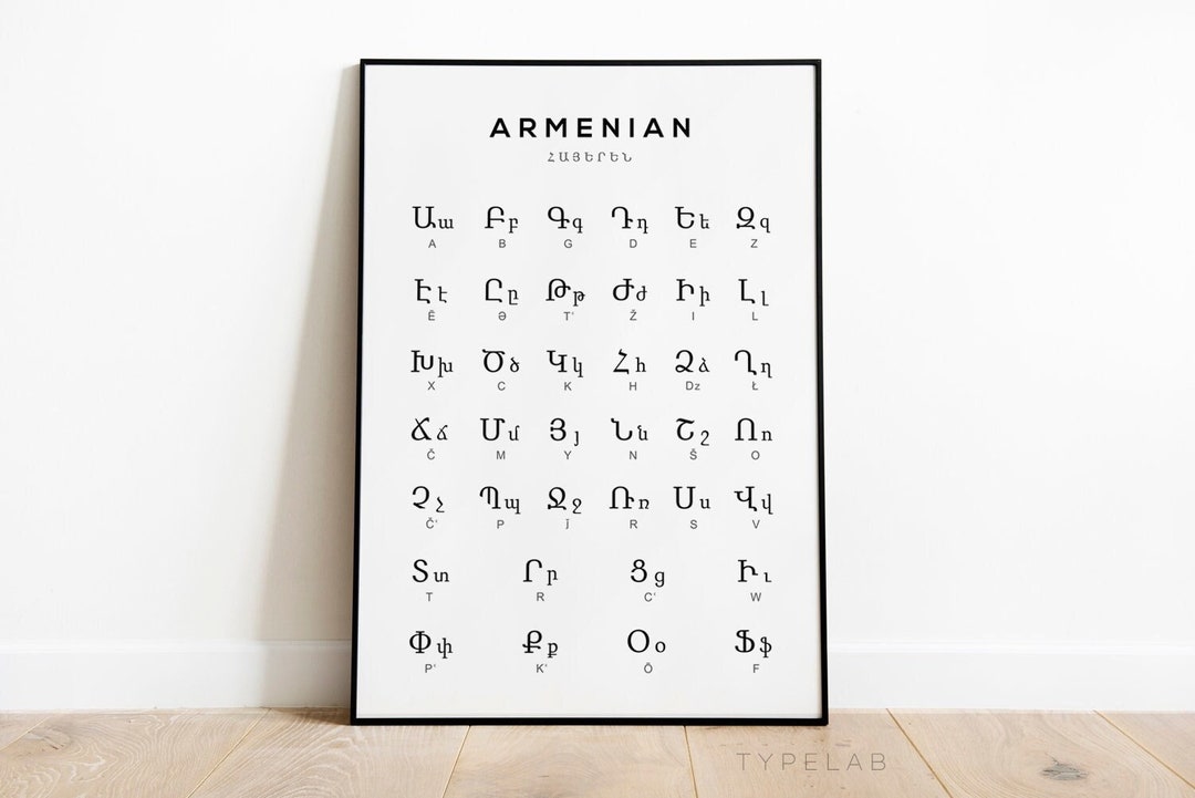 Armenian Alphabet Language of Armenia Wall Art Giclée 