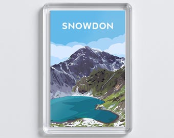 Snowdon Wales Acrylic Fridge Magnet | Yr Wyddfa Mountain Travel Art