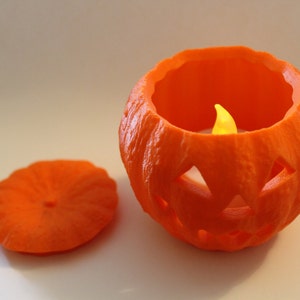 3D Printed pumpkin with flickering LED candle effect light image 2