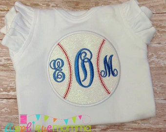 Monogram Baseball Applique Design