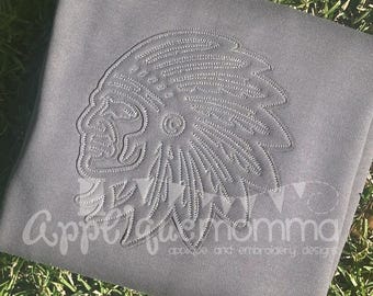 Warrior Mascot Bean Stitch Applique Design – 4x4 5x7 6x10 8x11 Hoop Sizes – Digital Download – Includes art, svg, pes, dst, EXP, jef, vp3