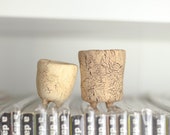 Ceramic Pot , Containers ,Vintage planter , rustic Rock planter , Wood bark texture PM104