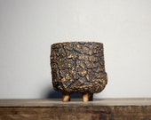 M108 pottery , Bonsai pots , Ceramic Pot , Containers ,Vintage planter , rustic Rock planter , Wood bark texture