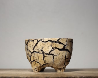 M157 Bonsai pot , Pottery , Ceramic Pot , Containers ,Vintage planter , rustic Rock planter , Wood bark texture