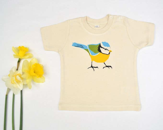 Bluetit Baby/Toddler t-shirt or bodysuit. Nature baby gift.