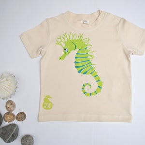 Seahorse Baby/Toddler T-shirt. Chartreuse green seahorse.