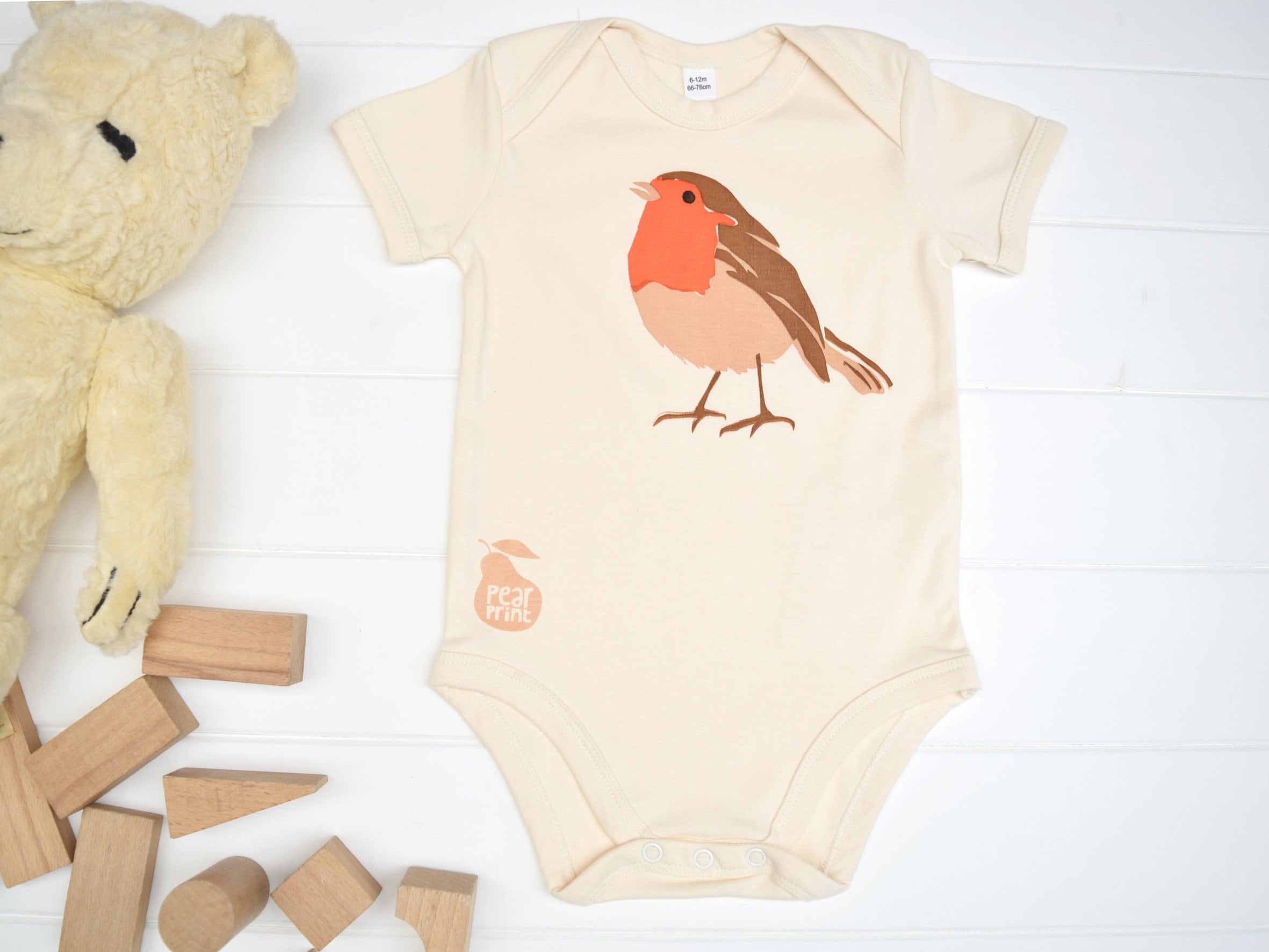 Robin Baby Bodysuit in Organic Cotton. Baby One-piece. Baby