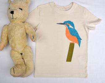 Camiseta infantil Kingfisher. Algodón orgánico natural. Edad 2-3 años