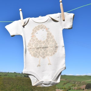 Organic Cotton Baby Bodysuit: Hand-Printed Sheep Design