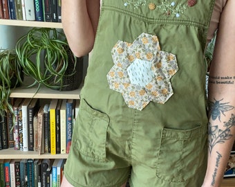 Hand embroidered & quilt block romper