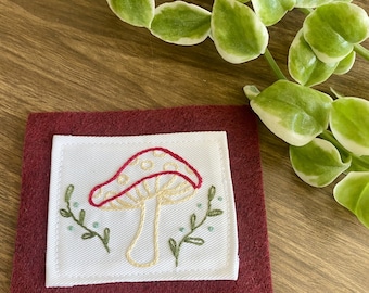 Mushroom patch, hand embroidery, mushroom gift, mushroom art, mushroom embroidery, fungi gift, gifts for her, fungi, mushroom, embroidery