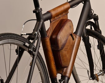 Handmade Triangle Leather Bicycle Bag - Retro Style