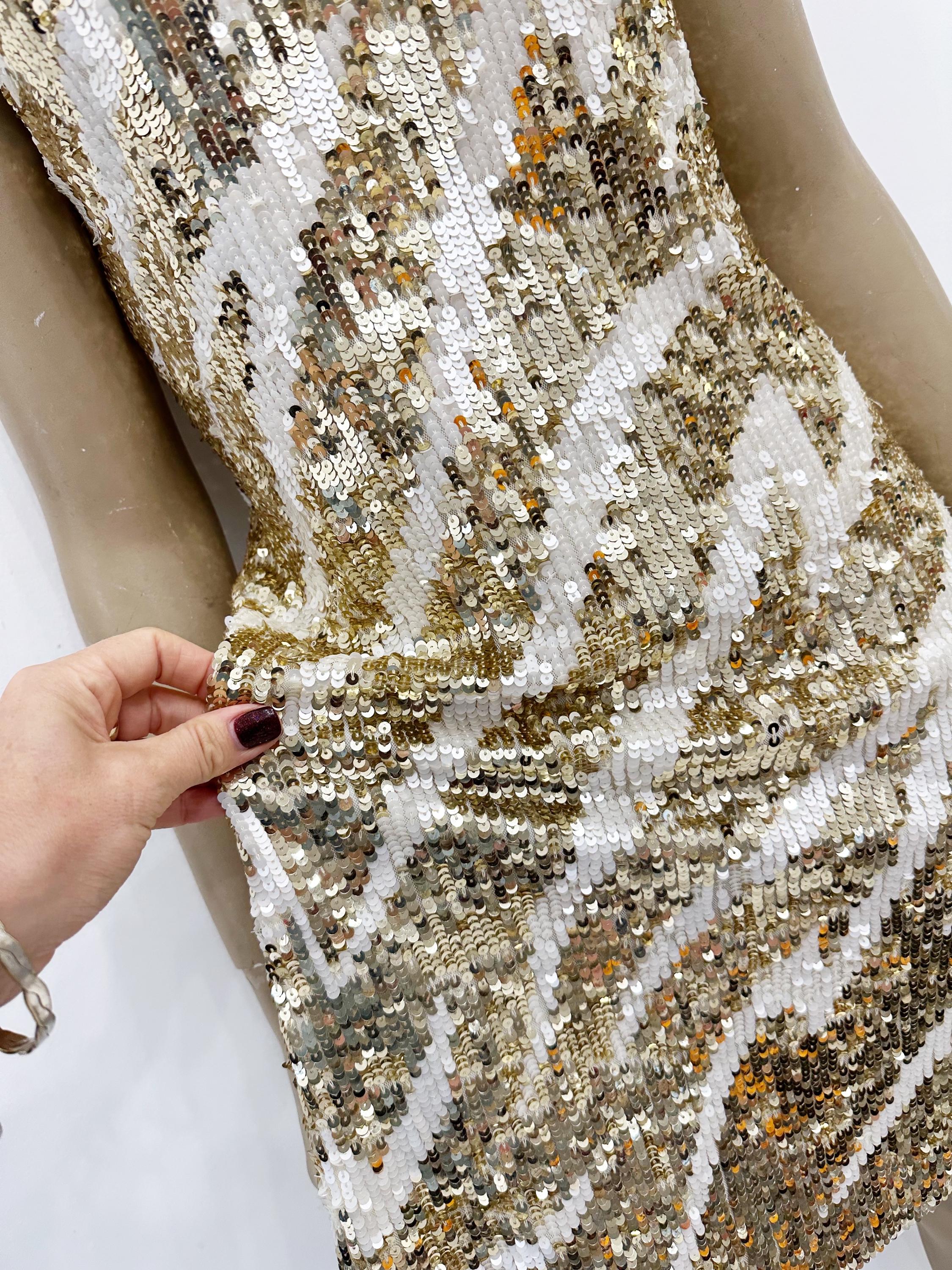 Gold and Ivory Sequin Tank Short Dress. Size S. - Etsy