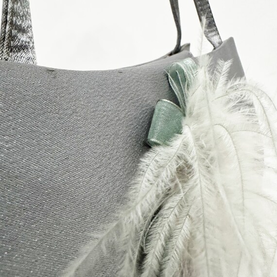 Grey Y2K feather puff evening bag. - image 4