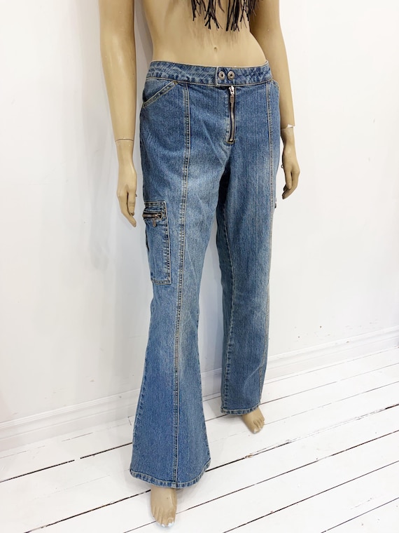 メンズ archive d.k.f flare cargo denim pants