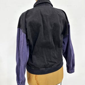 Purple and Black Denim Bomber Race Car Jacket. Made in Canada. Size L ...