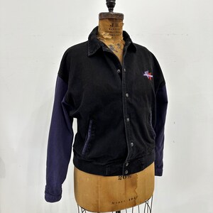 Purple and Black Denim Bomber Race Car Jacket. Made in Canada. Size L ...