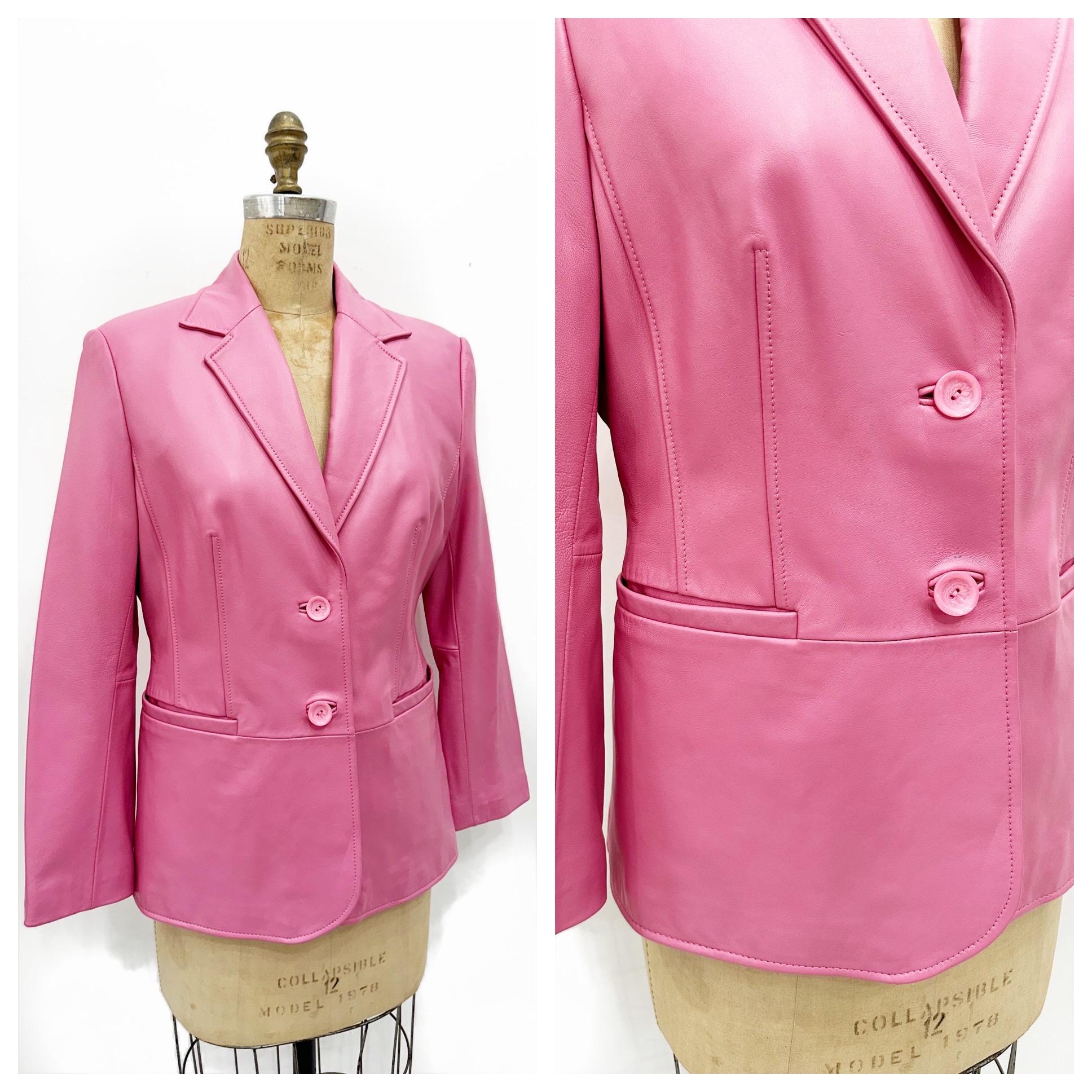 HOLD Y2K Bubblegum Pink Soft Leather Blazer Jacket. Size M. - Etsy