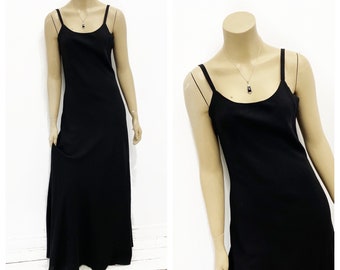 Gorgeous simple black bias chiffon maxi tank dress. Size S.