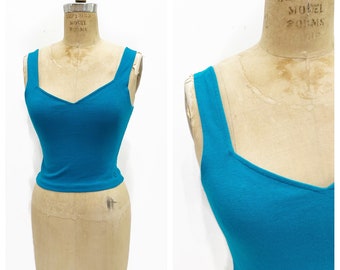 Teal cotton blend fitted tank. Size S/M.
