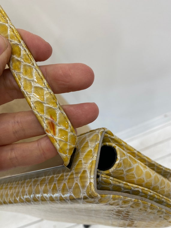 Chic pale yellow patterned Sandro Vicari shoulder… - image 7