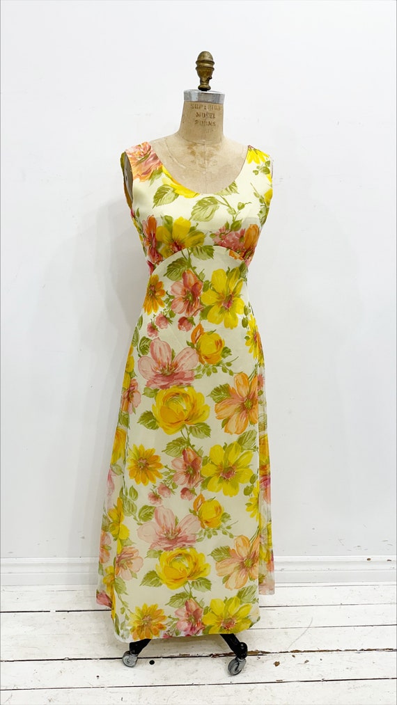 60’s Yellow Floral Maxi Dress main image 0